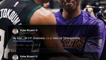 致敬曼巴日！雄鹿官方晒出科比对字母哥的MVP和冠军挑战